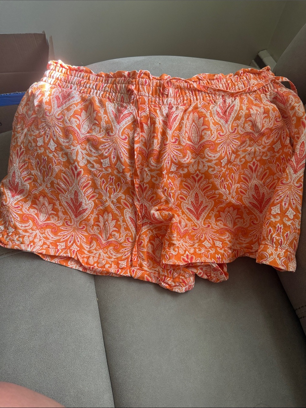 LOF Orange Paisley High-Waist Pull-On Shorts